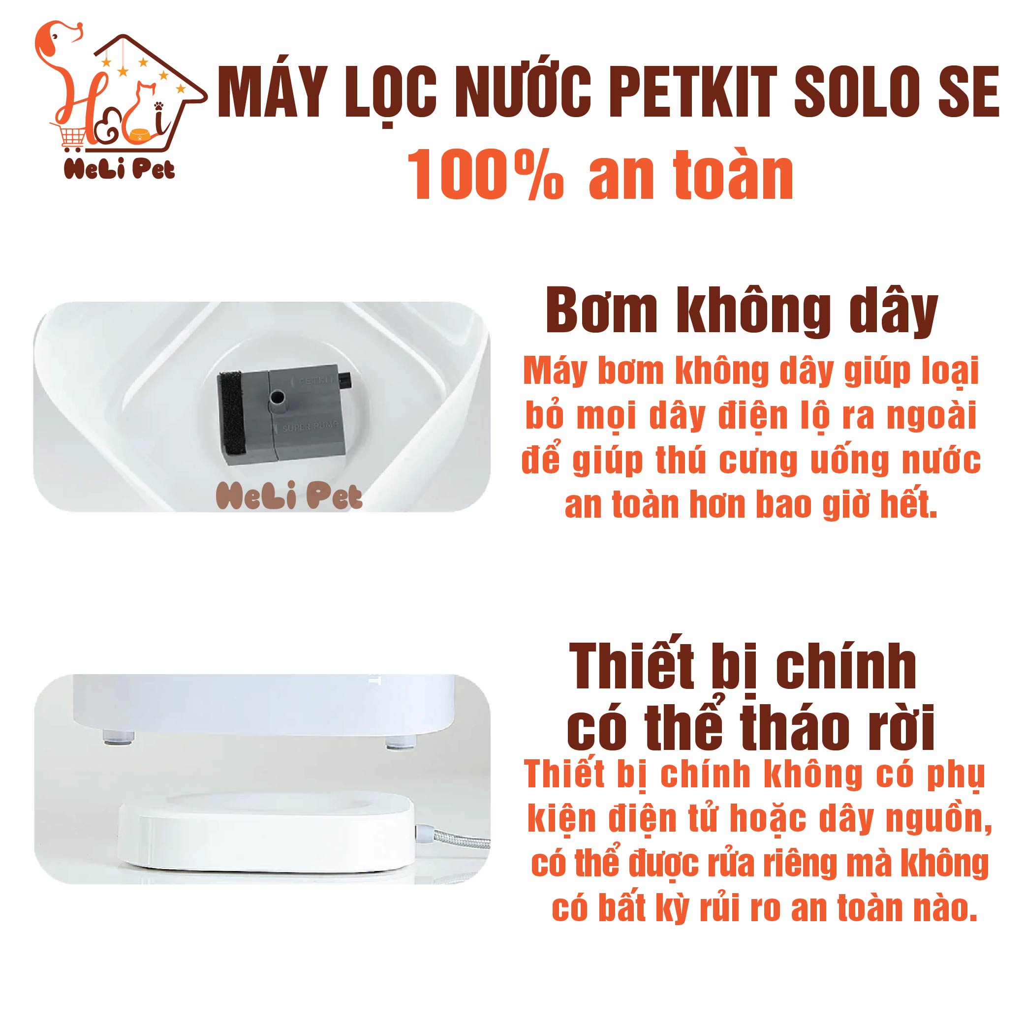 Máy Lọc Nước Cho Mèo Thông Minh, Bơm Không Dây Petkit EVERSWEET SOLO SE - BH 12 Tháng 1 Đổi 1 - HeLiPet