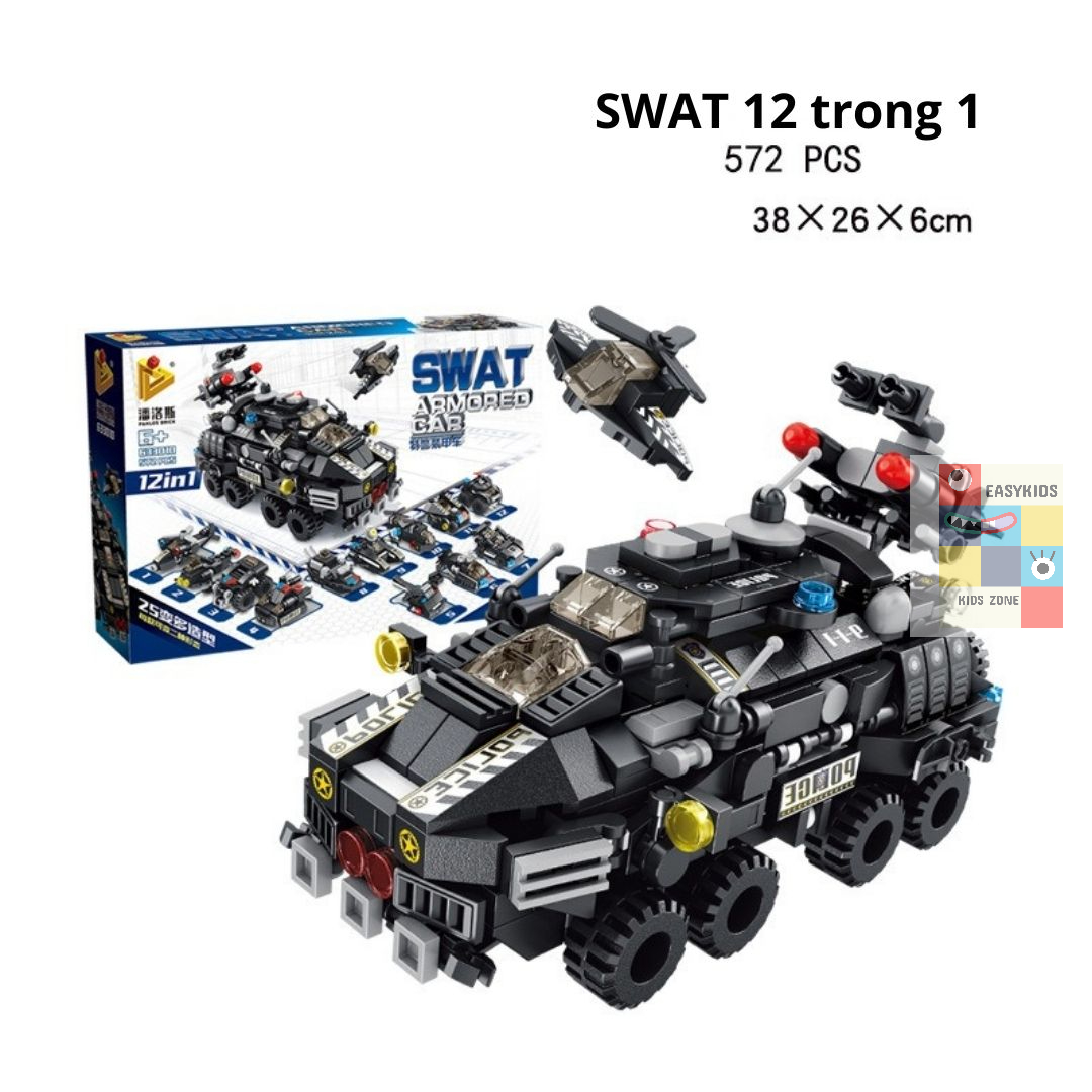 Đồ chơi lắp ghép xếp hình Tàu chiến, xe tăng, xe bọc thép, cảnh sát Giúp trẻ phát triển trí tuệ