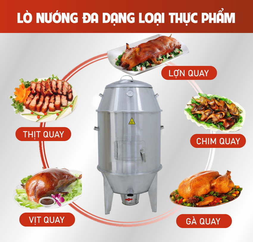 Lò quay gà vịt heo bằng than 60