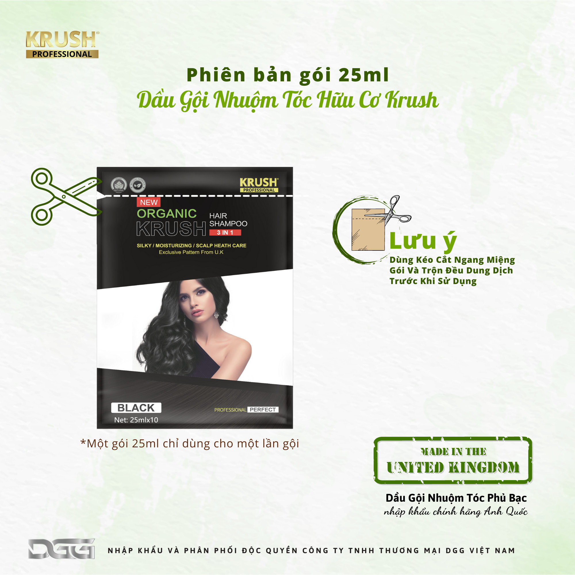 Gói dầu gội nhuộm tóc hữu cơ cao cấp Krush Anh Quốc