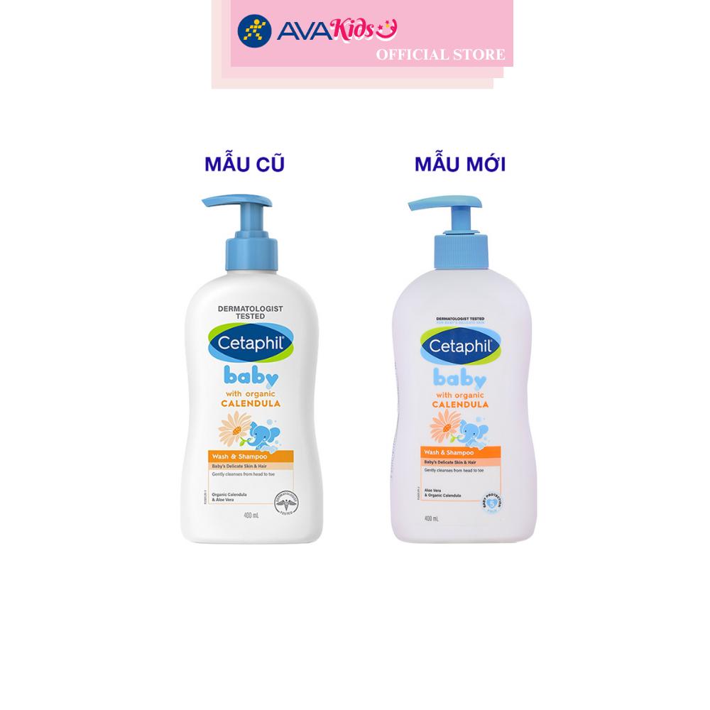 Combo 2 sữa tắm &amp; gội 2in1 cho bé Cetaphil Baby chiết xuất hoa cúc hữu cơ 400 ml (mọi độ tuổi) - Giao bao bì ngẫu nhiên