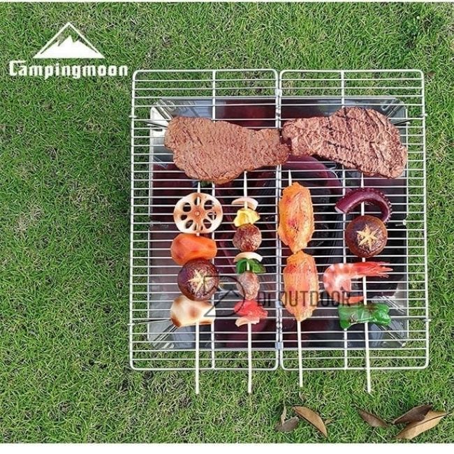 Bếp nướng inox cắm trại Campingmoon MT2 du lịch than nướng có túi kèm theo xếp gọn vệ sinh dễ dàng A249