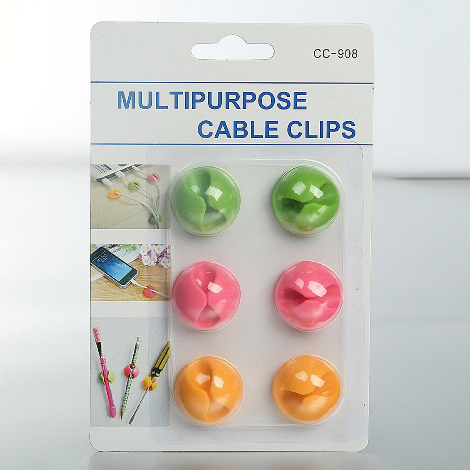 6x Cable Clip Desk Winder Tidy Organiser Phone Wire USB Charger Holder Adhesive