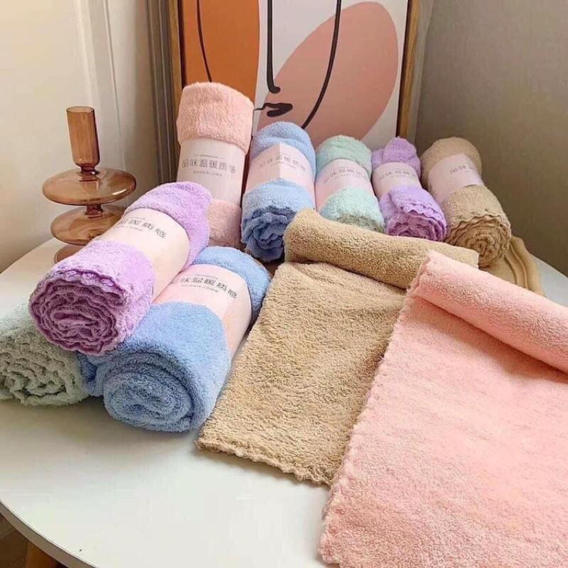 Set 2 Khăn Mặt Lông Cừu Xuất Hàn Siêu Mềm Mịn