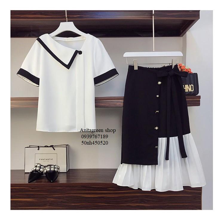 Nh450520-SET ÁO CHÂN VÁY DẬP LY