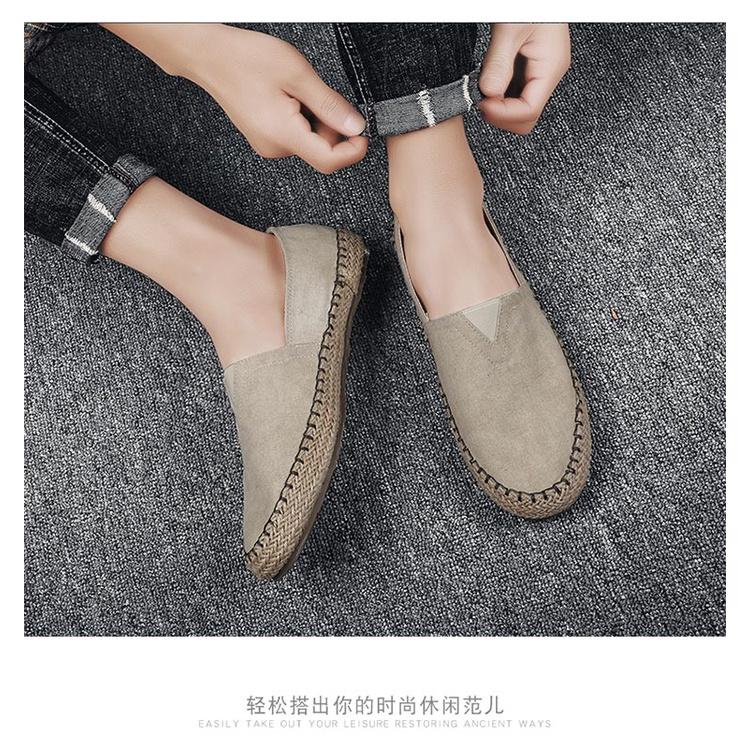 Slip on nam - Giày lười vải viền cói đế bệt - Chất liệu vải bố, đế kếp - Mã 789