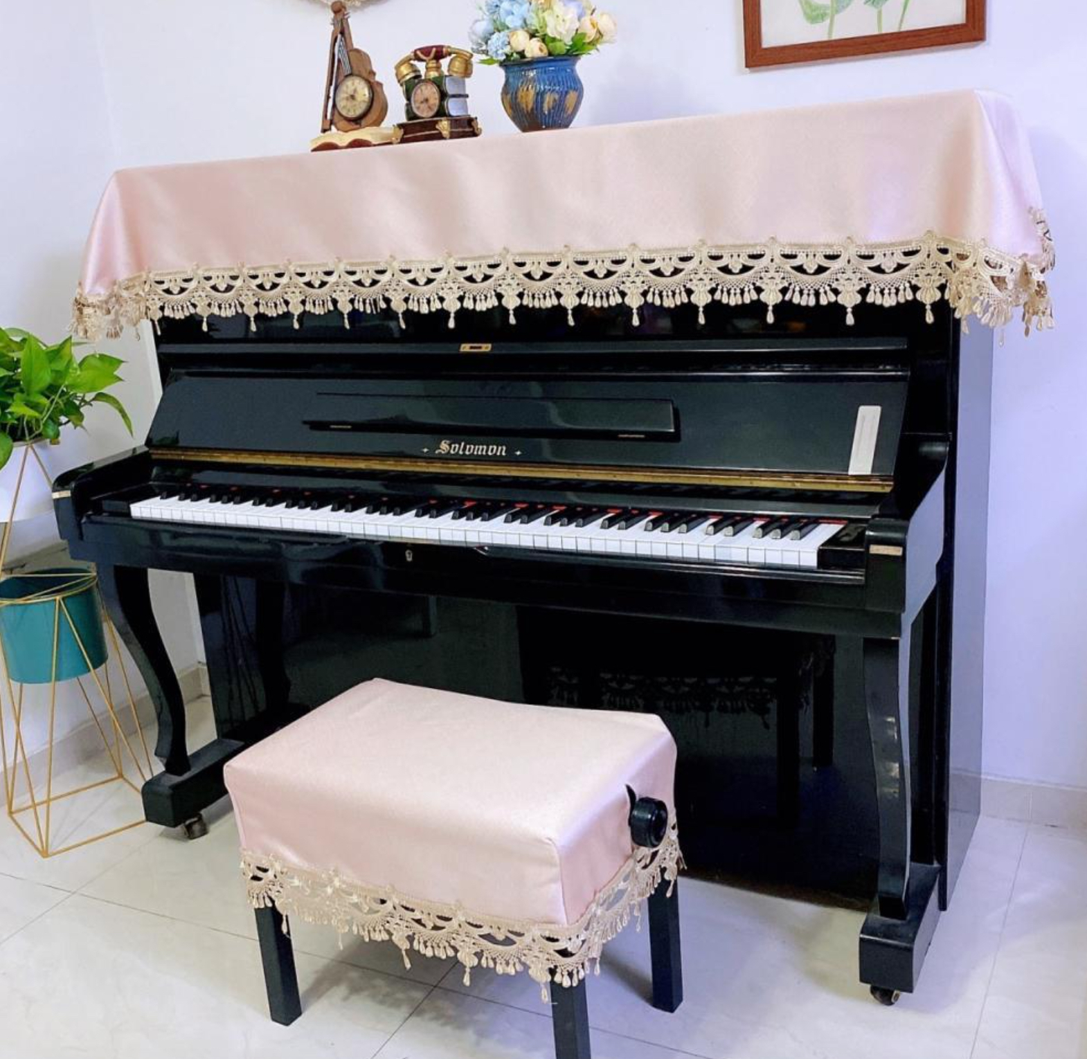 Khăn phủ đàn piano cơ đàn piano điện tử 88 phím phong cách Châu Âu cổ điển sang trọng chống bụi chống xước