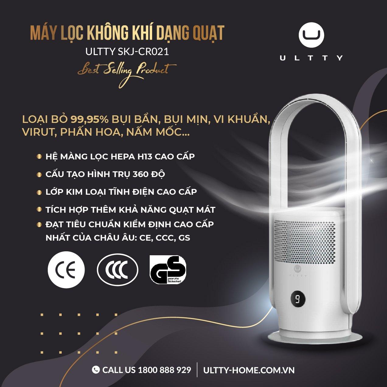 Quạt Không Cánh Lọc Không Khí ULTTY SKJ-CR021, Máy Lọc Không Khí Loại Bỏ 99% Bụi Mịn, Vi Khuẩn, Nhập Đức