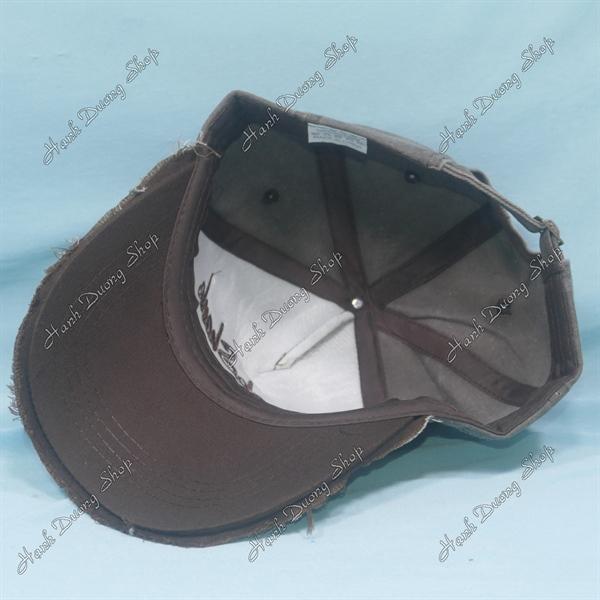 Nón kết hàng quảng châu, mũ lưỡi trai 5 múi thêu chữ Rock Shank 1969 vải kaki oát loang cao cấp vòng đầu 56-60cm đánh kiểu tua 2 bên hông và kết - Kết nâu