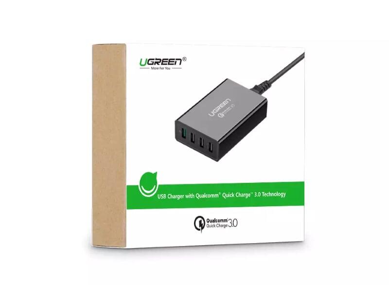 Ugreen UG30598CD102TK 1.5 Màu Đen Sạc nhanh chuẩn 3.0 Quick Charge 4 cổng usb qc3.0 - HÀNG CHÍNH HÃNG