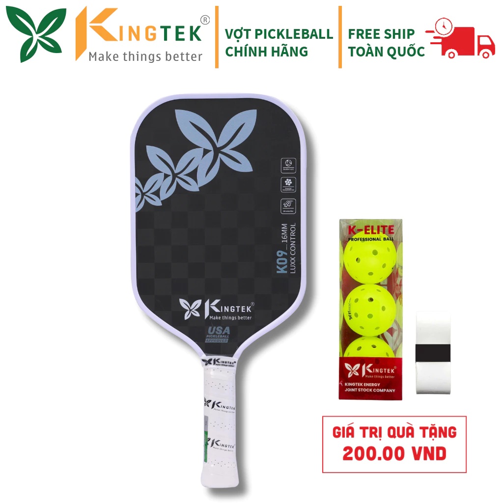 Vợt Pickleball Kingtek K09 Luxx Control 16mm – Chính Hãng