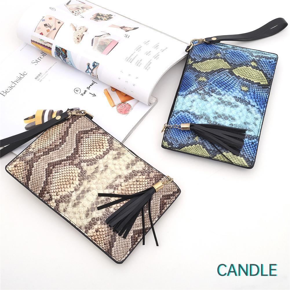 Ví Da Nữ Cầm Tay Có Dây Kéo Tua Rua