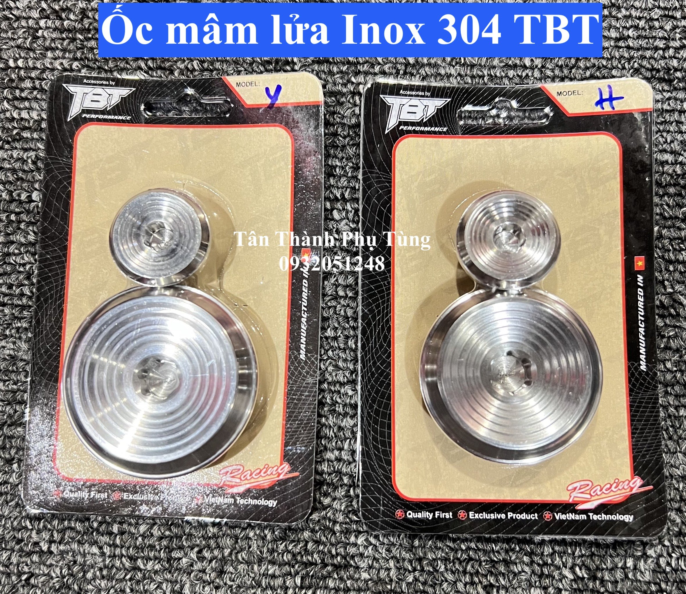 Ốc mâm lửa Inox 304 TBT dành cho Honda, Yamaha mẫu V4