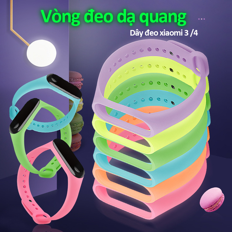 Dây đeo thay thế thân thiện với môi trường từ nhựa TPE mềm dạ quang cho Xiaomi miband 3, 4 M3M4 LUMINOUS STRAP