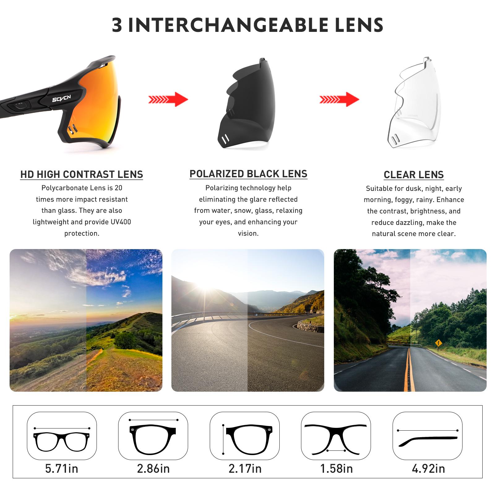 SCVCN Đi Xe Đạp Kính Phân Cực MTB Đi Xe Chạy Kính Mát Nam Nữ Xe Đạp Xe Đạp Kính Thể Thao Ngoài Trời Câu Cá Kính Mắt Color: 31 Lenses Color: 3 lens