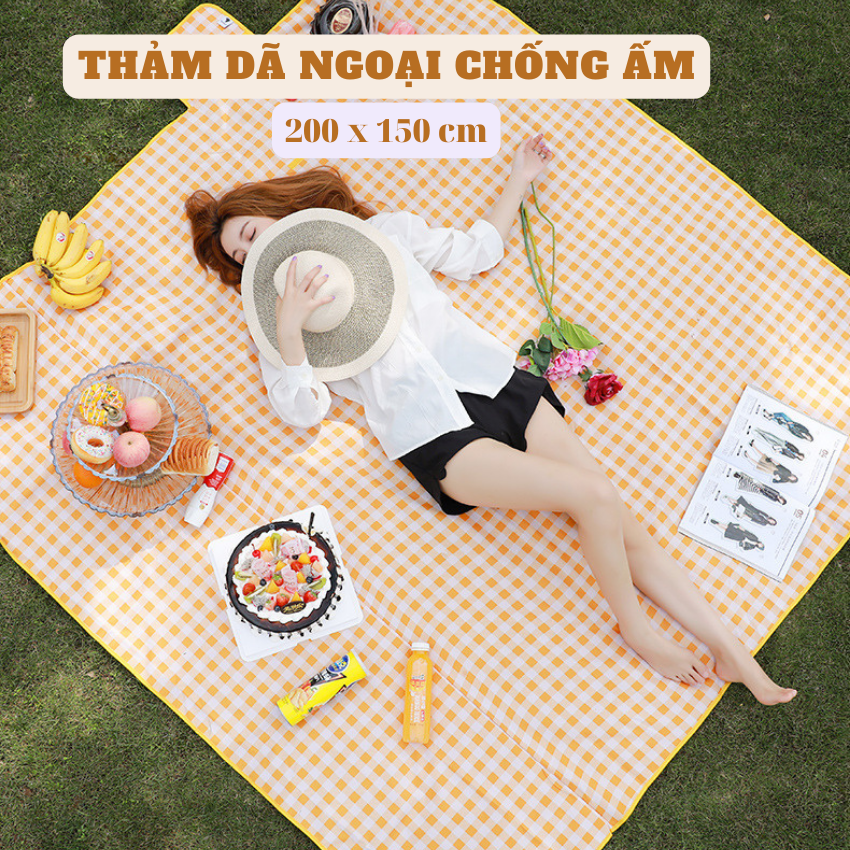 Thảm dã ngoại picnic chống ẩm đi cắm trại du lịch phượt kích thước 200 x 150 cm chất liệu vải oxford chống nước