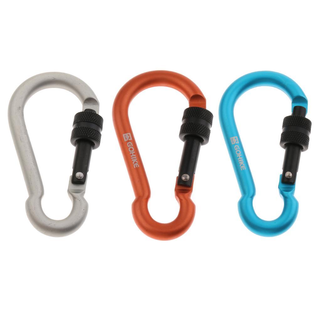 Outdoor Aluminum Alloy Screw Locking Carabiner Keychain Hook For