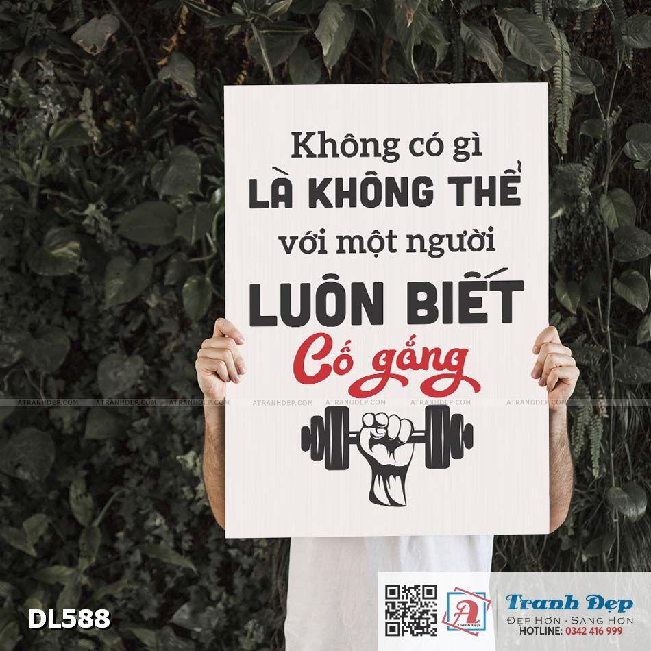Tranh động lực trang trí phòng làm việc - Không có gì là không thể với một người luôn biết cố gắng - v5 - DL588