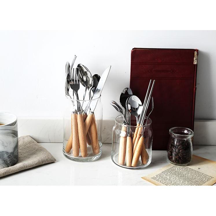 Bộ dao dĩa đũa thìa cán gỗ