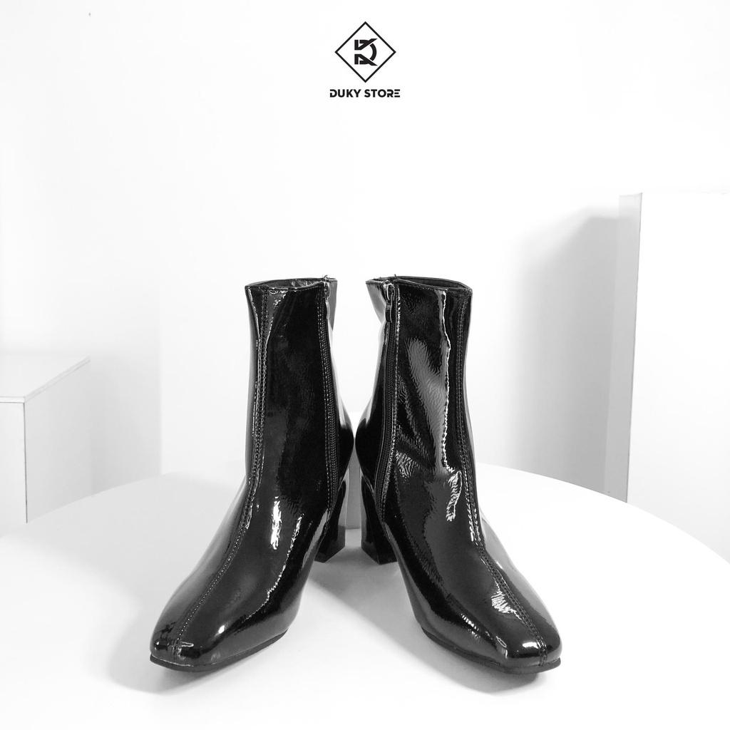 Boot khóa cạnh da bóng 8 phân siêu tôn dáng - Duky Store