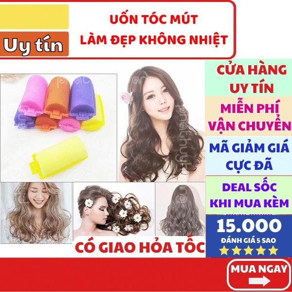 Lô 6 dụng cụ cuốn tóc uốn tóc bằng mút không xài điện xài nhiệt hiệu quả