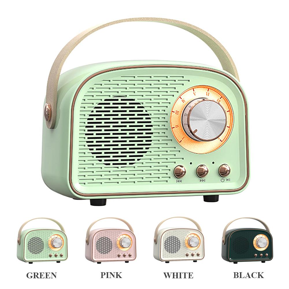 Loa Di Động Bluetooth Mini Retro Có Đài, Âm Thanh Nổi Không Dây Ngoài Trời, Máy Nghe Nhạc MP3 Cho iPhone Android Hỗ Trợ Thẻ TF USB Color: Army Green