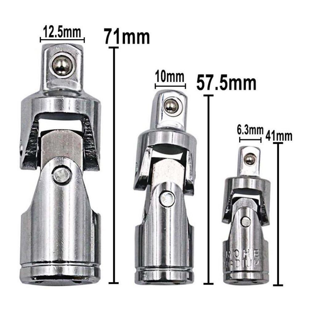 Universal Joint Set 4 Square Drive Ratchet Sockets Adapters 1/4" 3/8" 1/2"