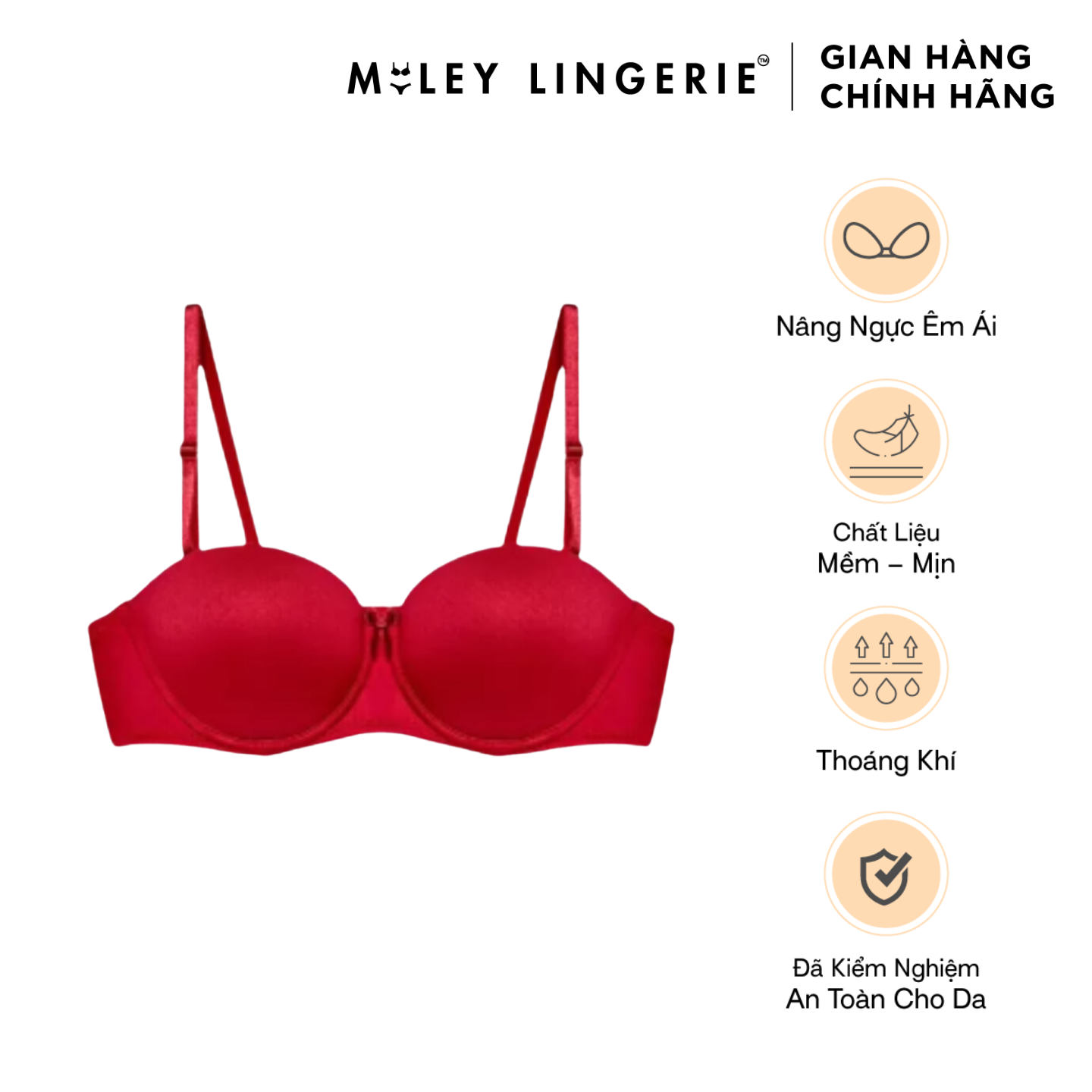 Áo ngực nữ cúp ngang Elegant Miley Lingerie BRM04002 - Màu đỏ đô