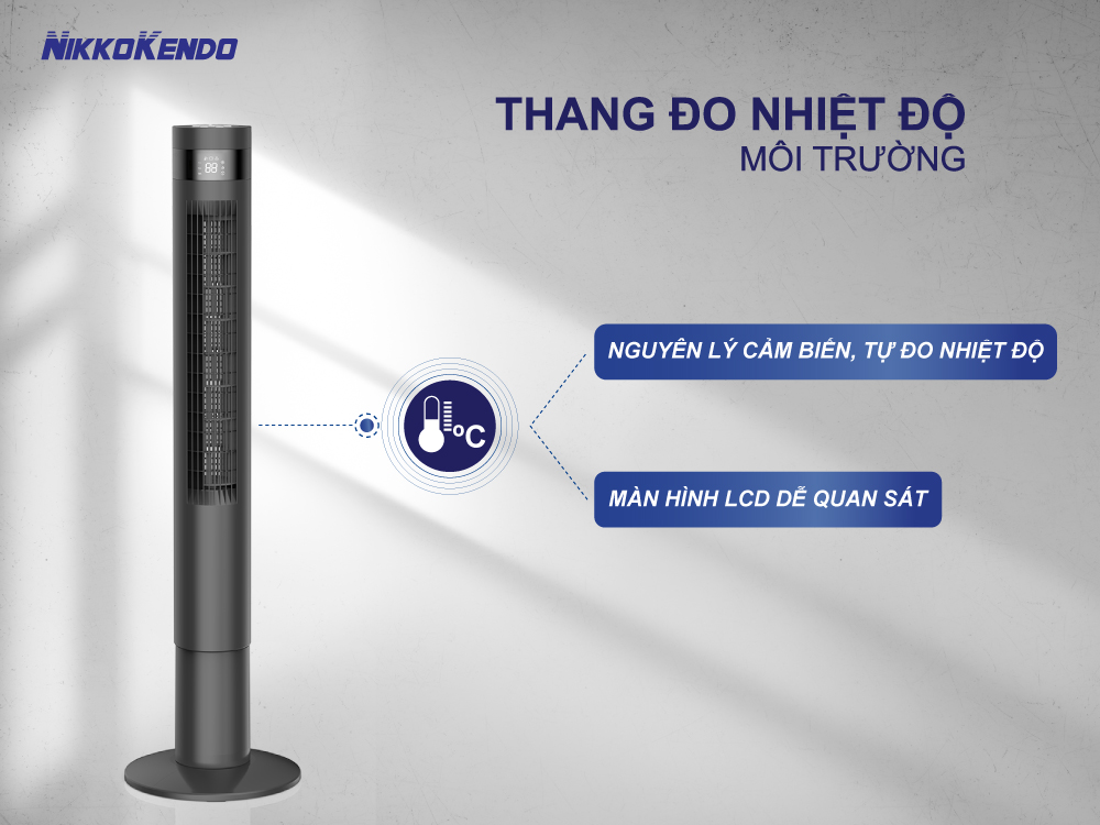 Quạt tháp Nikkokendo FT-14 có remote hẹn giờ màu đen trắng xoay 90 độ - Hàng chính hãng