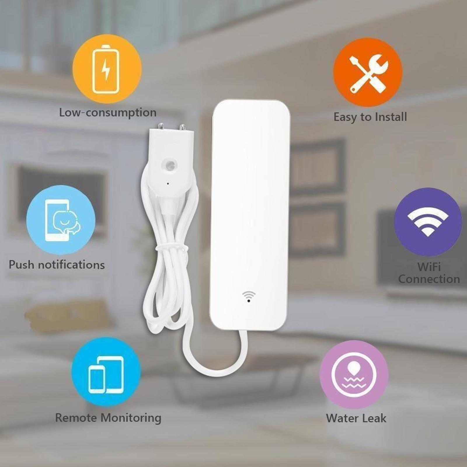 2xAPP Alerts Smart Wireless WIFI Water Leakage Detector Sensor Alarm