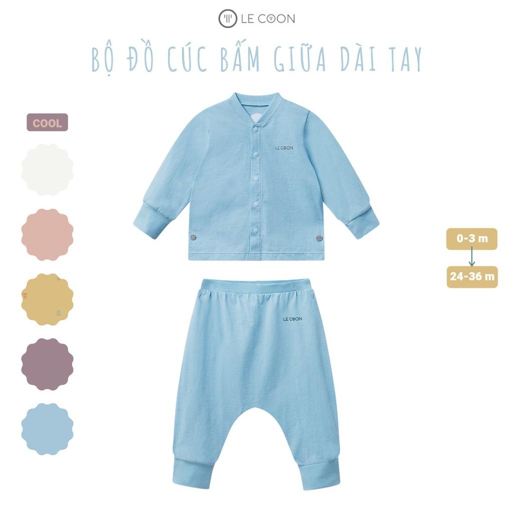 Le coon - Bộ đồ cúc bấm giữa dài tay LC0658 cho bé sơ sinh đến 3 tuổi chất liệu 100% cotton mỏng