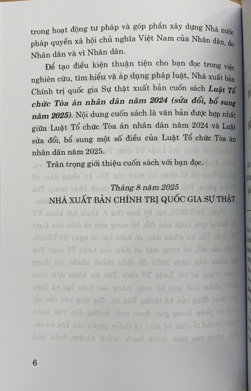 Luật tổ chức tòa án nhân dân năm 2024 (sửa đổi, bổ sung năm 2025)