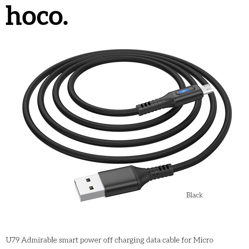 cáp sạc tự ngắt điện hoco u79 khi đầy iphone ipad 2.4a dài 1.2m - dây sạc lightning nhanh bọc dù có đèn led - hàng chính hãng