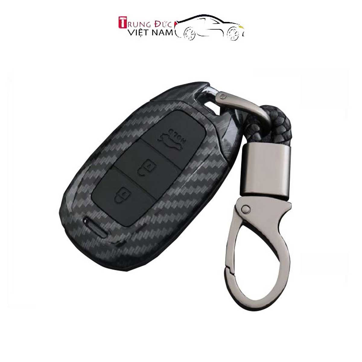 Ốp chìa khóa dành cho xe Hyundai Kona, Santafe, Accent chất liệu nhựa ABS mạ vân Cacbon - Hàng Chính Hãng