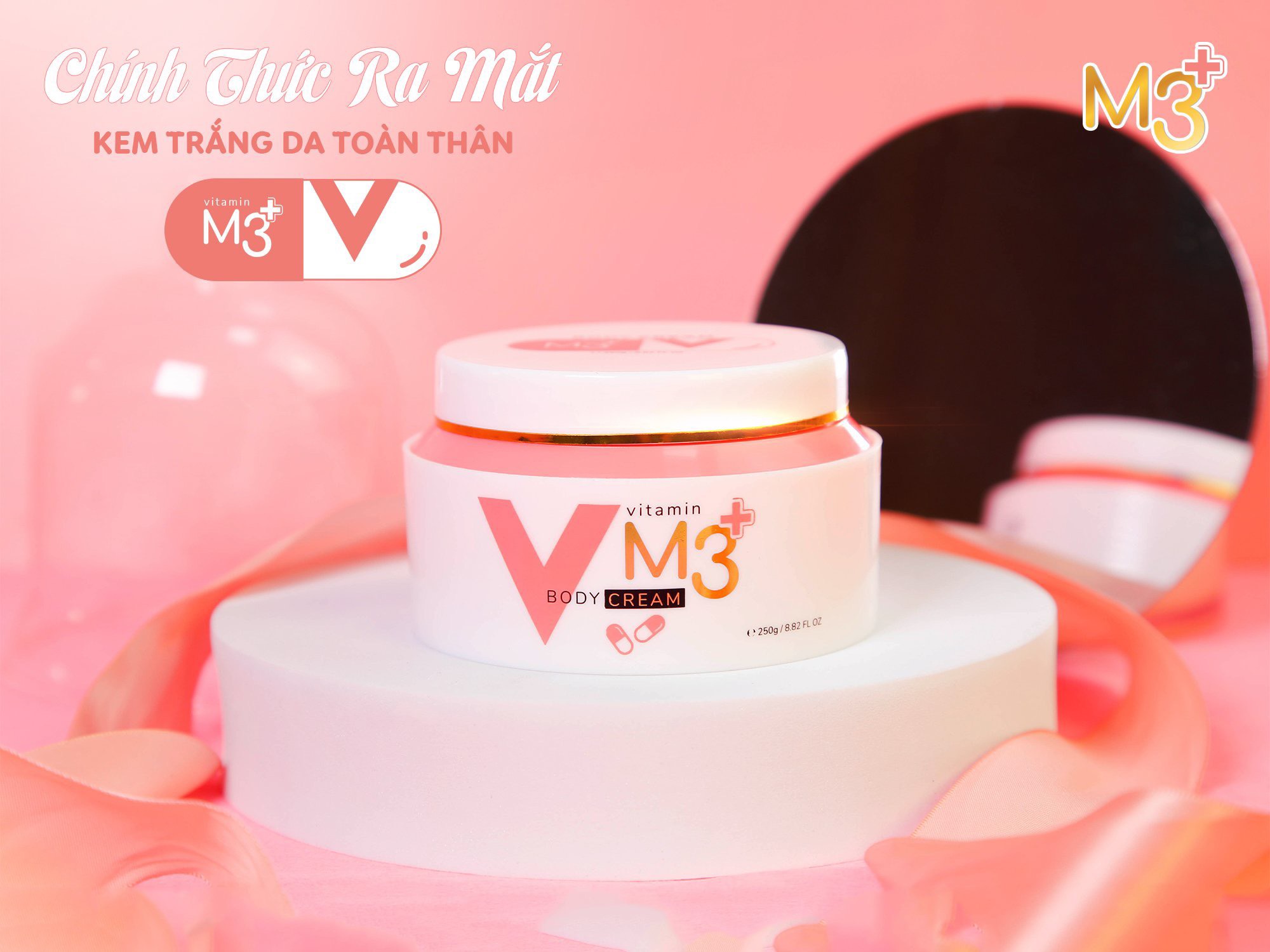 M3+ Vitamin Body Cream 250g - Kem Dưỡng Trắng Da Toàn Thân Ngày Và Đêm