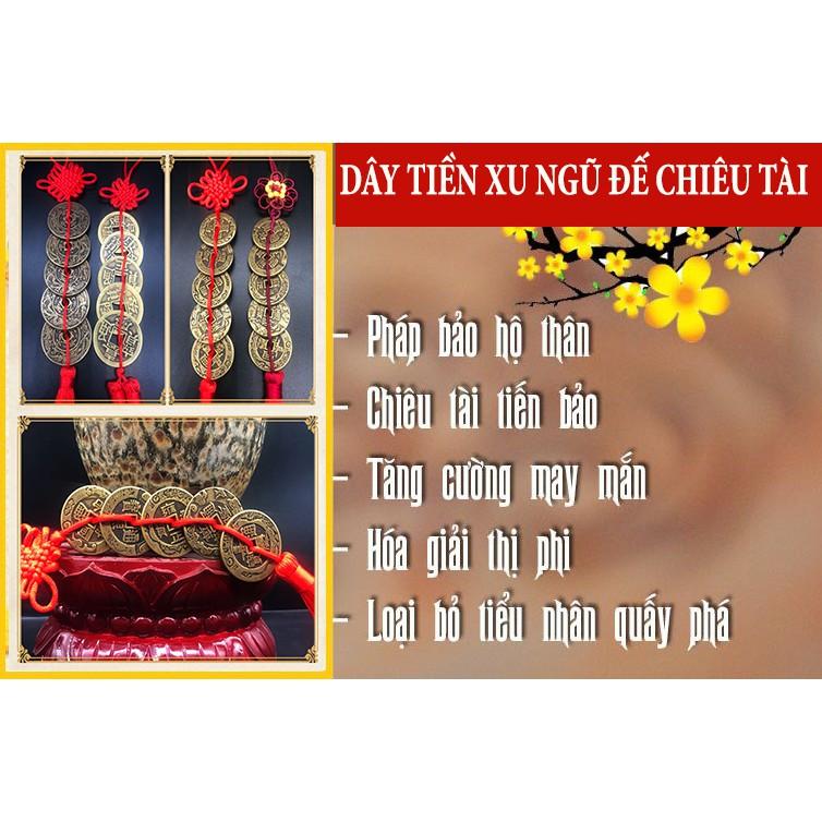 Dây Đồng Xu Ngũ Đế Chuỗi Đồng Tiền May Mắn, Treo Xe Oto, Treo Trong Nhà