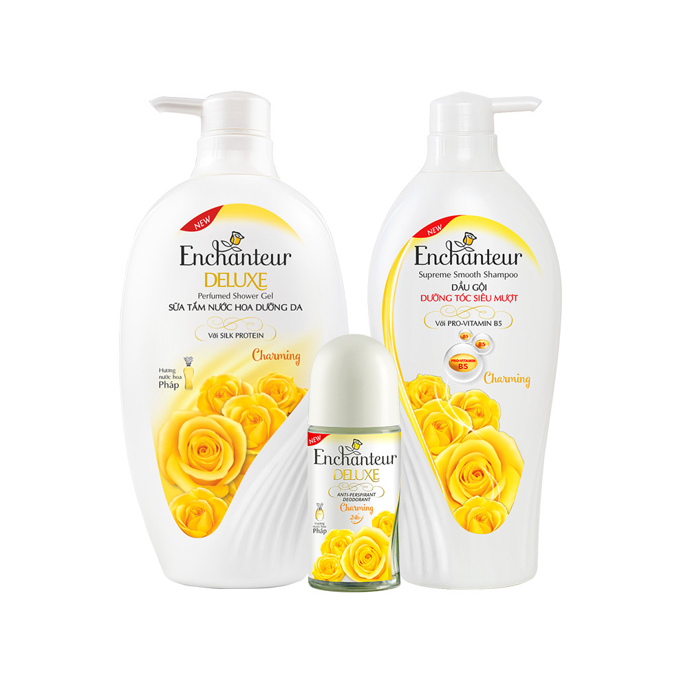 Trọn bộ Enchanteur hương Charming (Dầu Gội 650gr + Sữa tắm hương nước hoa 650gr + Lăn khử mùi hương nước hoa 50ml) | Tiki