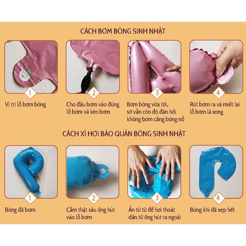 Combo Trang Trí Sinh Nhật Đầy Đủ Phụ Kiện Như Hình,Tặng Kèm Bơm Bóng, Băng Keo Và Số Tuổi BB45