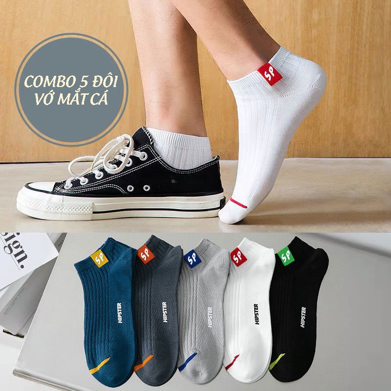 Set 5 đôi Vớ 5 Màu Thấm Hút Mồ Hôi Thoáng Khí Cho Nam và Nữ
