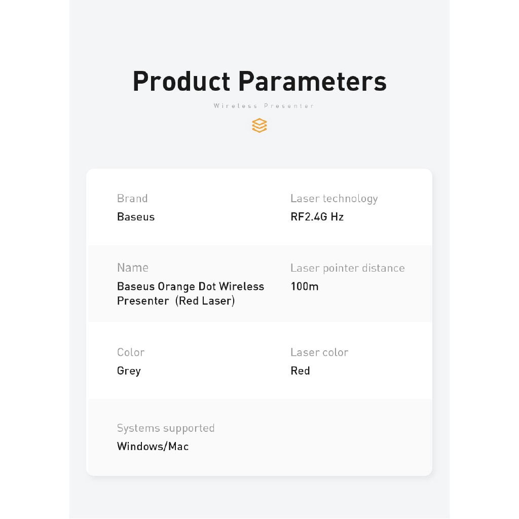 Hình ảnh Bút Laser trình chiếu Baseus Orange Dot Wireless Presenter - Hàng chính hãng