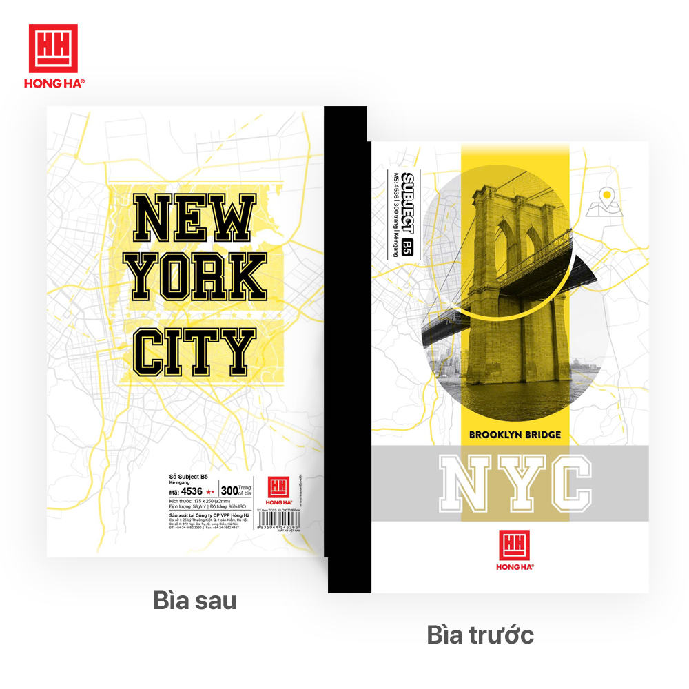 Sổ bìa bồi kẻ ngang B5 300 trang Hồng Hà Subject - 4536