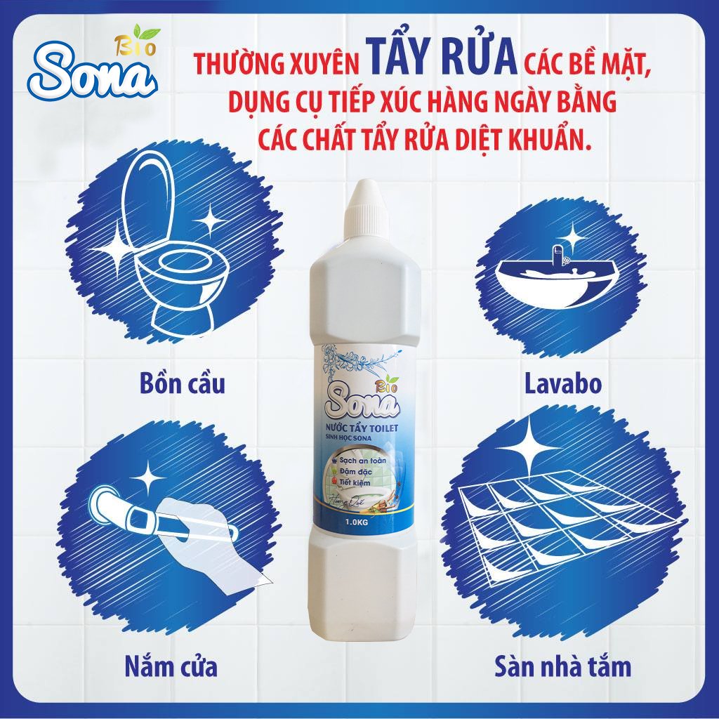 Nước Tẩy bồn cầu toilet sinh học SONA 1kg hương quế