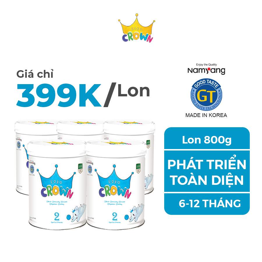 Combo 5 Lon Sữa Bột Dinh Dưỡng KOKO CROWN số 2 Cho Bé 800g/ Lon