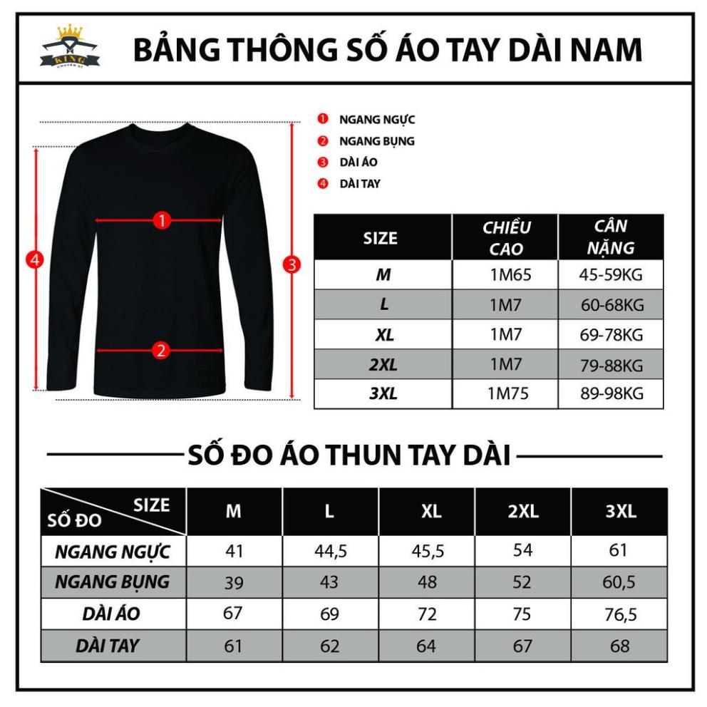 Áo thun tay dài nam KING dáng ôm body, mặc 4 mùa, giá rẻ ( W01