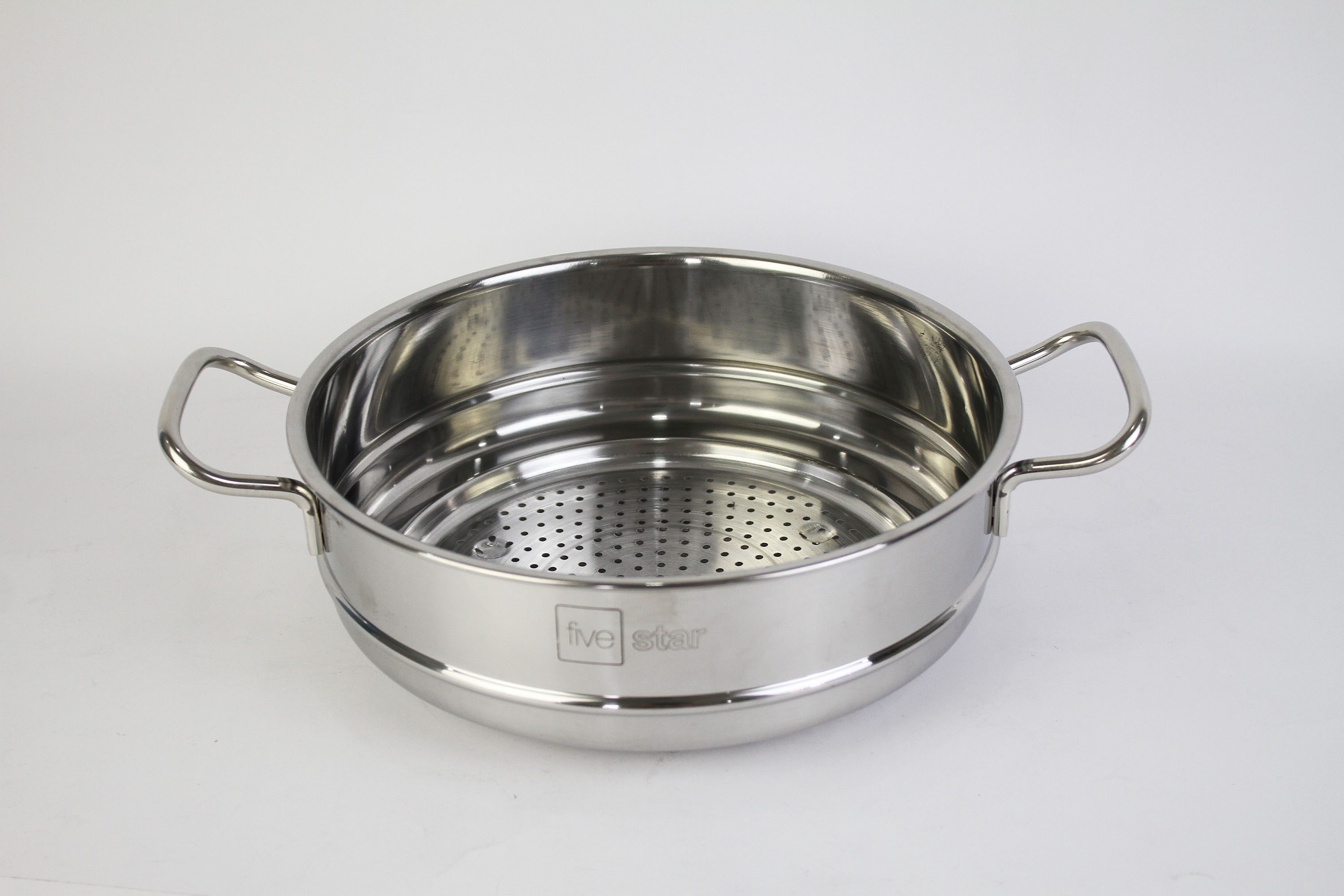 Bộ nồi inox 304 bếp từ 3 đáy và xửng hấp inox 24cm Fivestar nắp kính tặng 1 SẠN INOX