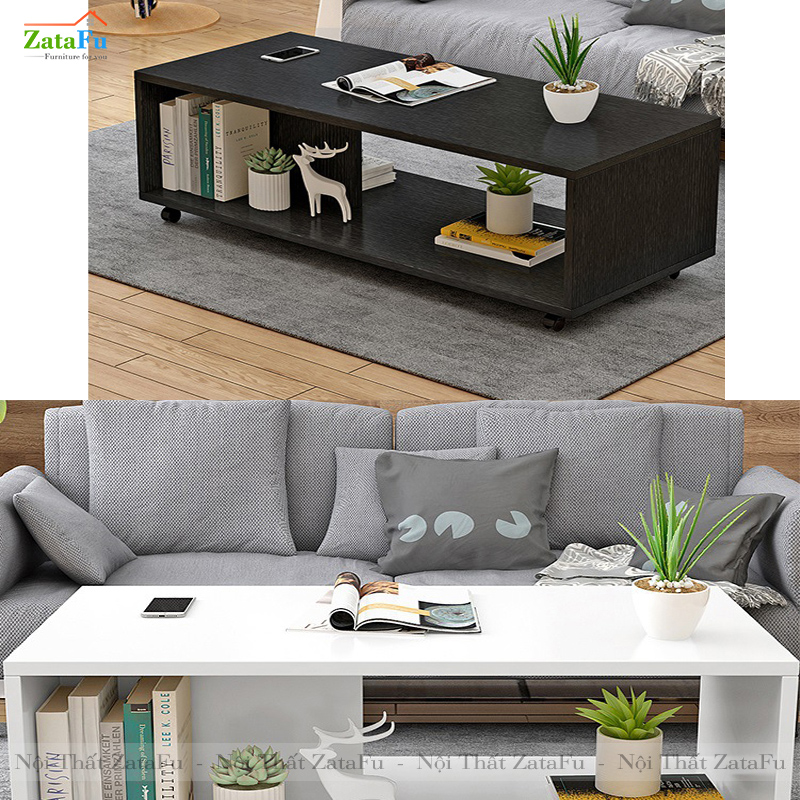 Bàn Trà Sofa Gỗ MDF Mẫu Đơn Giản Thiết Kế Bánh Xe Di Động BSF-08