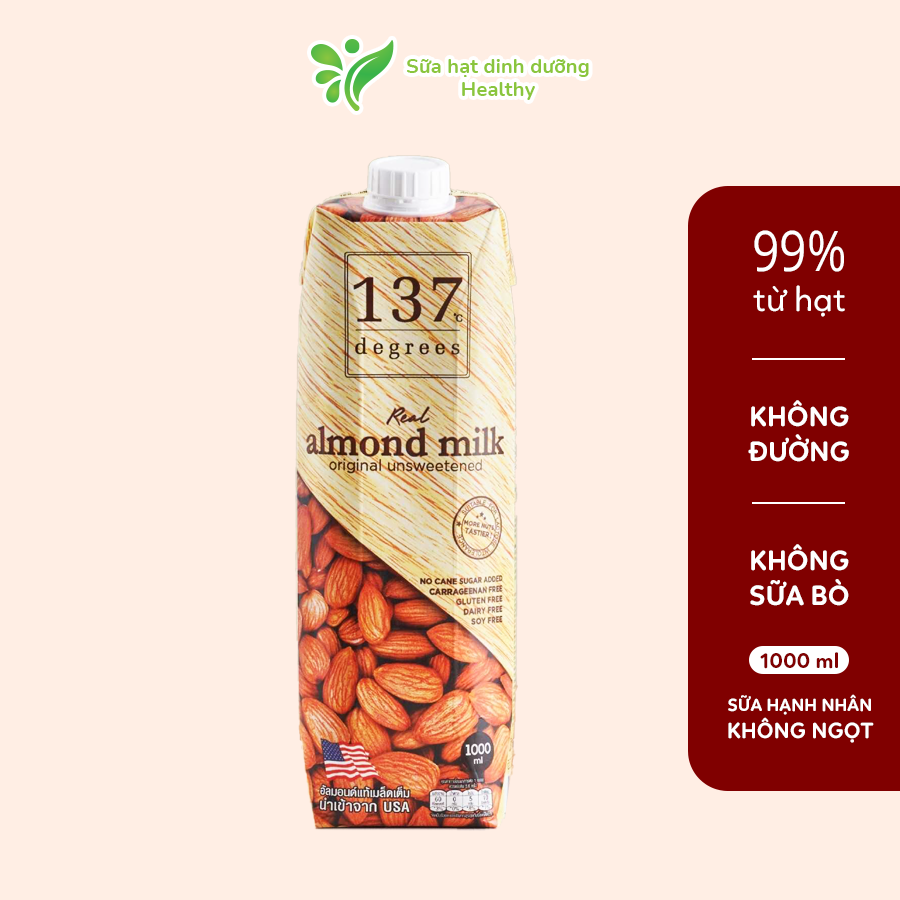 Combo 3 Hộp Sữa Hạt Hạnh Nhân Không Đường 137 Degrees (1000ML x 3 Hộp)