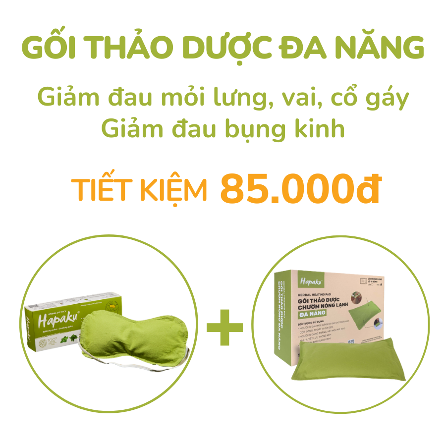 Túi Chườm Nóng Thảo Dược Giảm Đau Nhức Mỏi Mắt Dùng Lò Vi Sóng - Hapaku - Chườm Mắt Gối Đa Năng Size Vừa