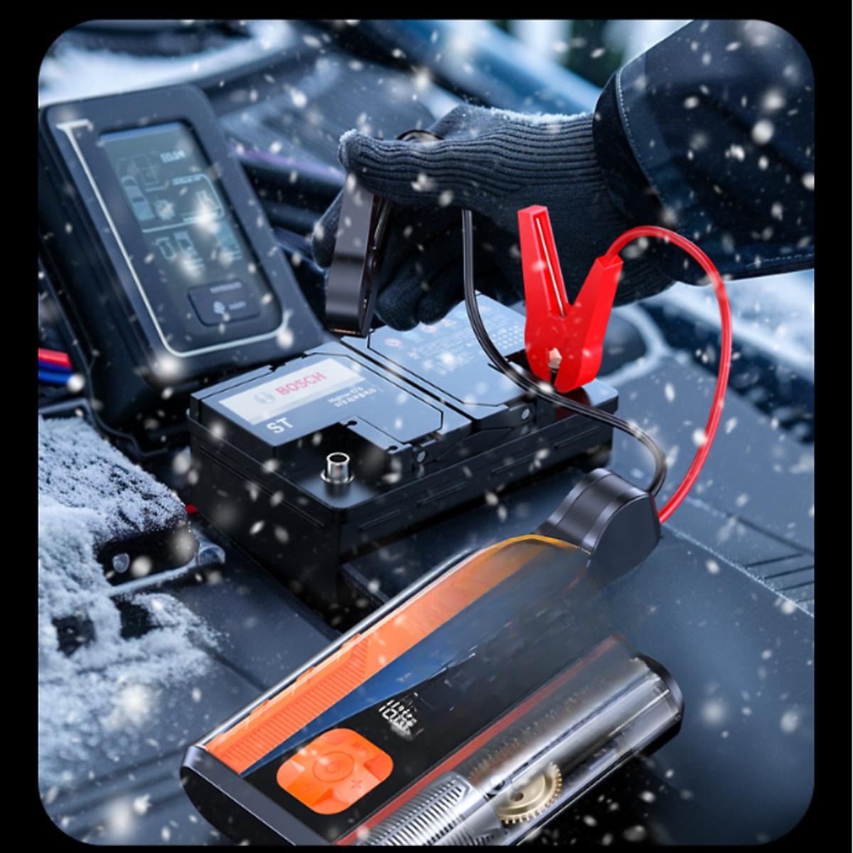 Bơm Lốp Ô Tô Kiêm Kích Bình Ắc Quy Roadman 8800mAh – Bơm Hơi Ô Tô Xe Máy, Cứu Hộ Khẩn Cấp, Sạc Pin USB, Màn Hình LED