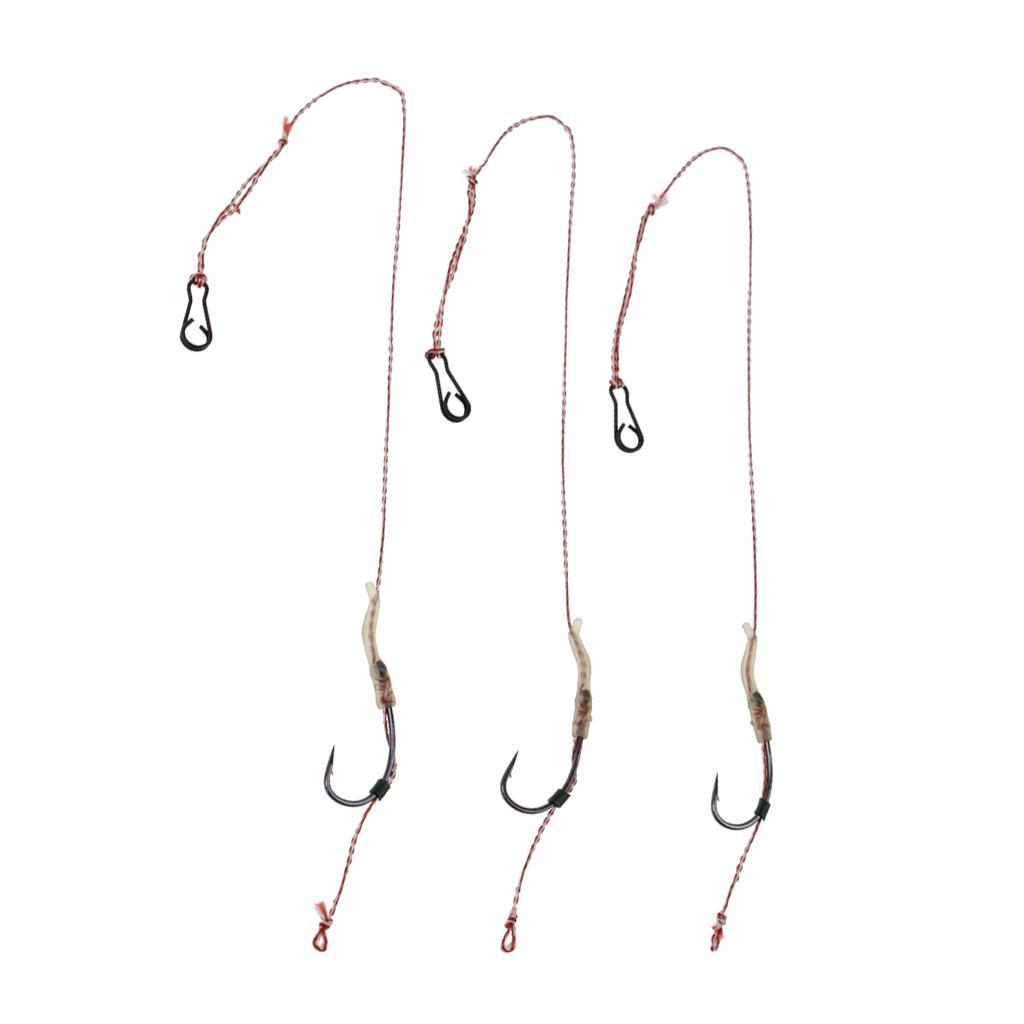 3pcs Hair Rig Carp Fishing Rig Braided Line 6.6lb-22lb Carp Rig Hook Tackle